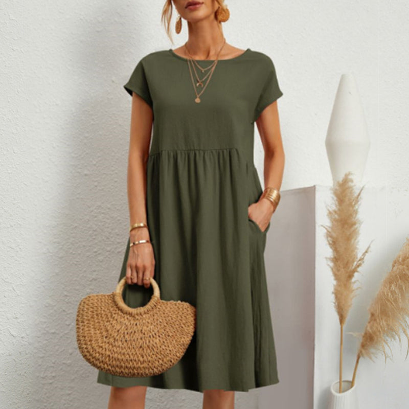 Short sleeve linen on sale dress