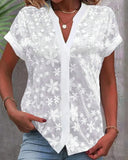 Short-sleeved V-neck blouse