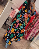 Colorful floral print bell sleeve casual dress