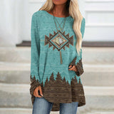 Geometric Print Boho Longline Shirt