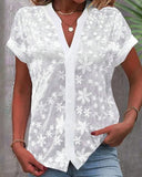 Short-sleeved V-neck blouse