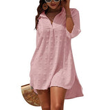 Women's Chiffon Jacquard Pom Solid Color Loose Shirt Top Smock Blouse