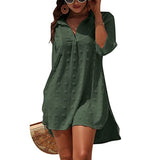 Women's Chiffon Jacquard Pom Solid Color Loose Shirt Top Smock Blouse