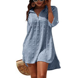 Women's Chiffon Jacquard Pom Solid Color Loose Shirt Top Smock Blouse