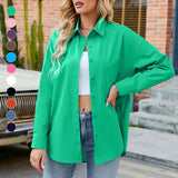 Women's Solid Candy Color Loose Casual Long Sleeve Shirt Blouse