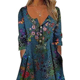 Women's A Line Floral Butterfly Ruched Dress