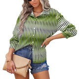 Lapel Long Sleeve Striped Shirt