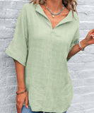 Cotton Pullover V-neck Shirt