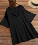 Cotton Pullover V-neck Shirt