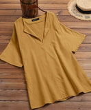 Cotton Pullover V-neck Shirt