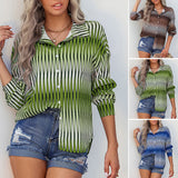 Lapel Long Sleeve Striped Shirt