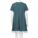 Lace Panel Crew Neck Comfort Dress