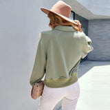 Simple Long Sleeve Solid Sweatshirts - Green