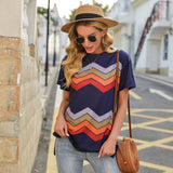 Striped Print Crew Neck T-shirt