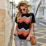 Striped Print Crew Neck T-shirt