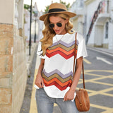 Striped Print Crew Neck T-shirt