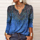 Women's Loose V-neck Print T-shirt