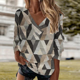 Women's V-Neck Geometric Print T-Shirt