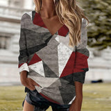 Women's V-Neck Geometric Print T-Shirt